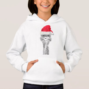 Emu Bird Funny Spaß Ostrich Emo Animal Xmas Santa Hoodie
