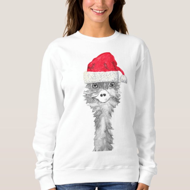 Emu Bird Funny Spaß Ostrich Emo Animal Xmas Santa Sweatshirt (Vorderseite)