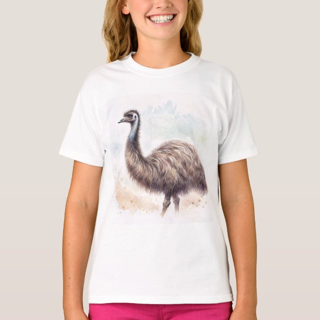 Emu Bird Watercolor T-Shirt (Vorderseite)