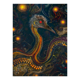 Emu im aborigines Dot Art Style Poster