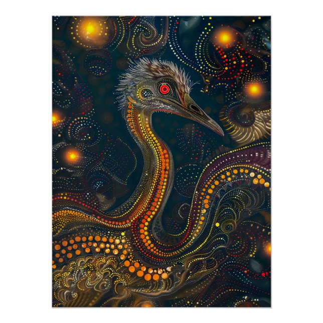 Emu im aborigines Dot Art Style Poster (Vorderseite)