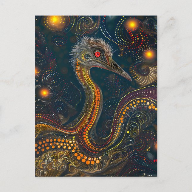 Emu im aborigines Dot Art Style Postkarte (Vorderseite)