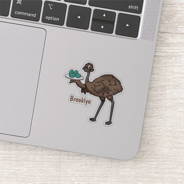 Emu mit Eiern Cartoon-Abbildung Aufkleber (Ausschnitt)