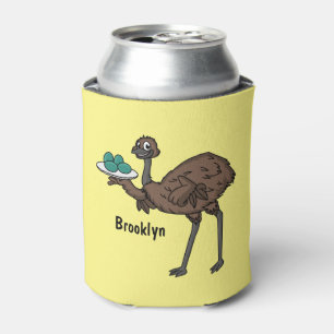 Emu mit Eiern Cartoon-Abbildung Dosenkühler