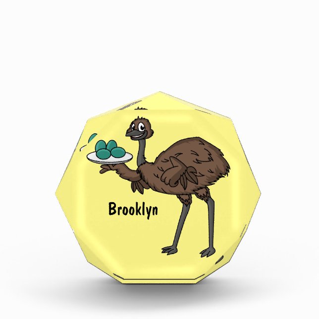 Emu mit Eiern Cartoon-Abbildung Fotoblock (Vorderseite)