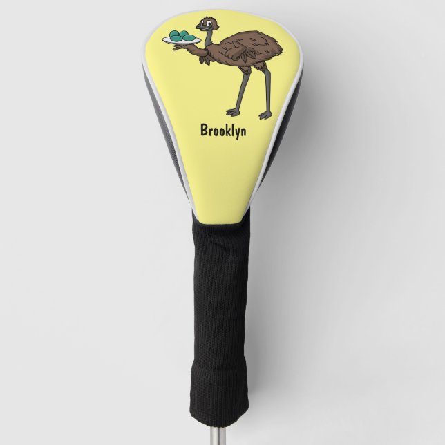 Emu mit Eiern Cartoon-Abbildung Golf Headcover (Vorderseite)