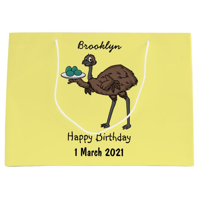 Emu mit Eiern Cartoon-Abbildung Große Geschenktüte (Vorderseite)