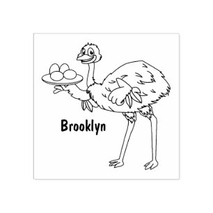 Emu mit Eiern Cartoon-Abbildung Gummistempel