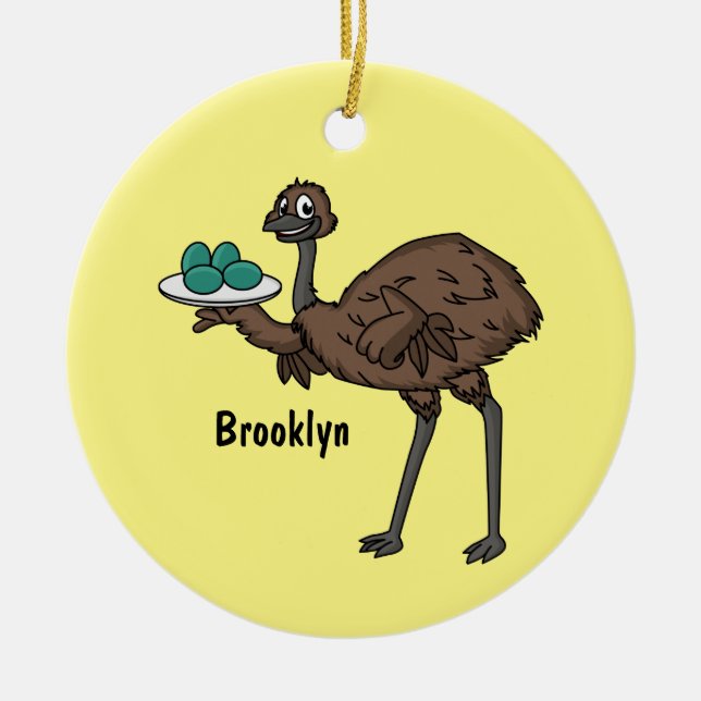 Emu mit Eiern Cartoon-Abbildung Keramik Ornament (Vorne)