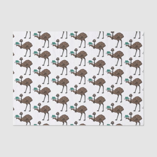 Emu mit Eiern Cartoon-Abbildung Seidenpapier (Vorderseite)