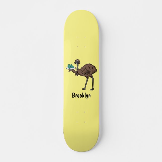 Emu mit Eiern Cartoon-Abbildung Skateboard (Vorne)