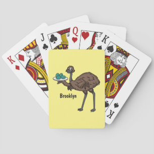 Emu mit Eiern Cartoon-Abbildung Spielkarten