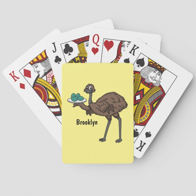 Emu mit Eiern Cartoon-Abbildung Spielkarten (Rückseite)