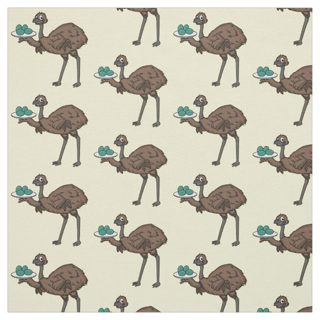 Emu mit Eiern Cartoon-Abbildung Stoff (Muster)