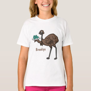 Emu mit Eiern Cartoon-Abbildung T-Shirt