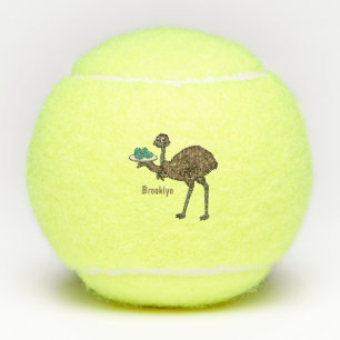Emu mit Eiern Cartoon-Abbildung Tennisbälle