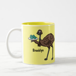 Emu mit Eiern Cartoon-Abbildung Zweifarbige Tasse