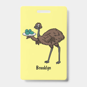 Emu mit Eiern Cartoon-Illustration Ausweis