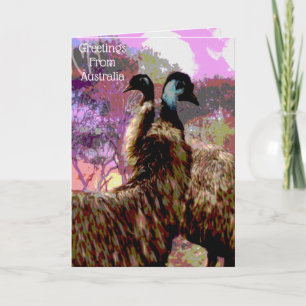 Emu Oil Painted Birthday Card, Karte