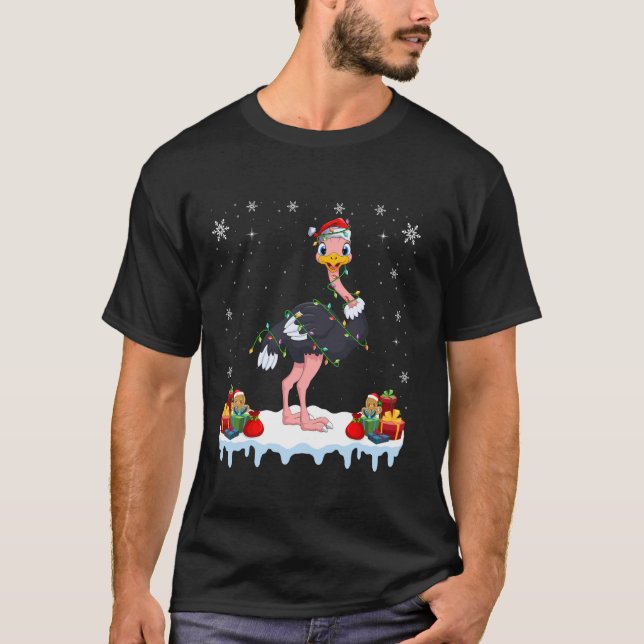 Emu Tragen von Weihnachtsmannmütze Xmas Light Emu  T-Shirt (Vorderseite)