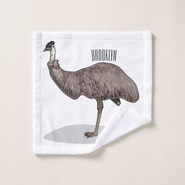 Emu Vogel Cartoon Badhandtuch Set (Waschlappen)