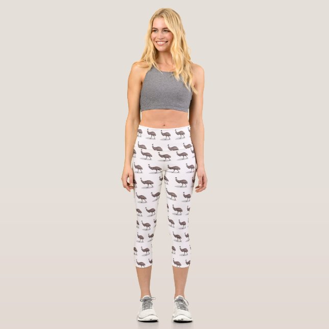 Emu Vogel Cartoon Capri Leggings (Vorderseite)