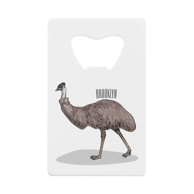 Emu Vogel Cartoon Geldbeutel Flaschenöffner (Vorderseite)