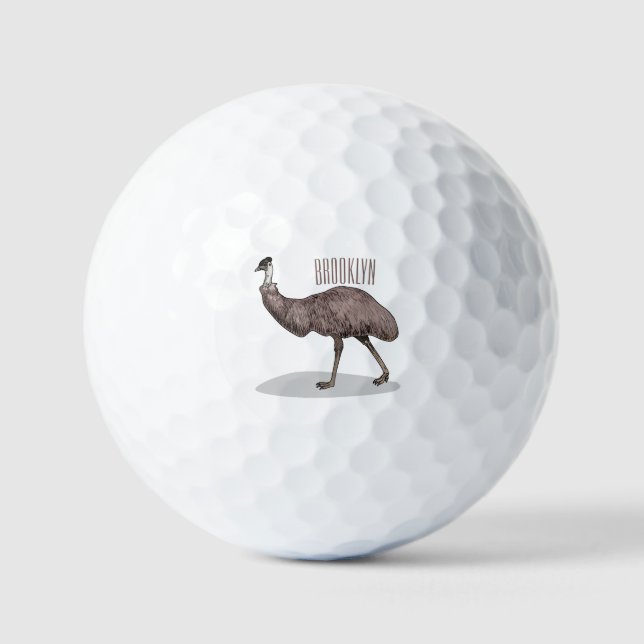 Emu Vogel Cartoon Golfball (Vorderseite)