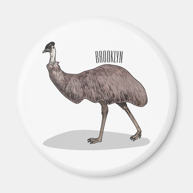 Emu Vogel Cartoon Magnet (Vorne)