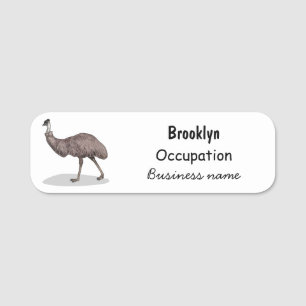 Emu Vogel Cartoon Namensschild