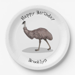 Emu Vogel Cartoon Pappteller