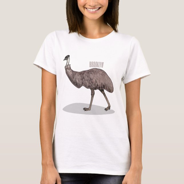 Emu Vogel Cartoon T-Shirt (Vorderseite)