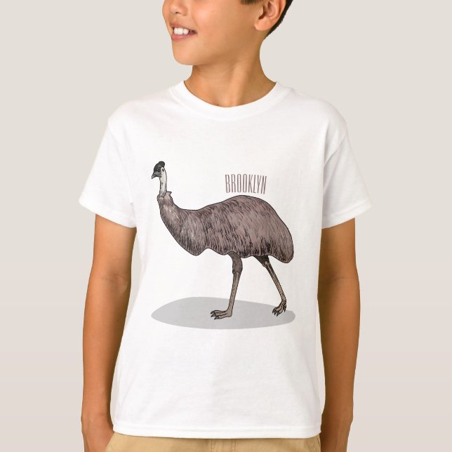 Emu Vogel Cartoon T-Shirt (Vorderseite)