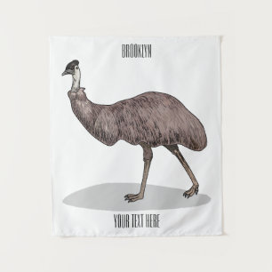 Emu Vogel Cartoon Wandteppich