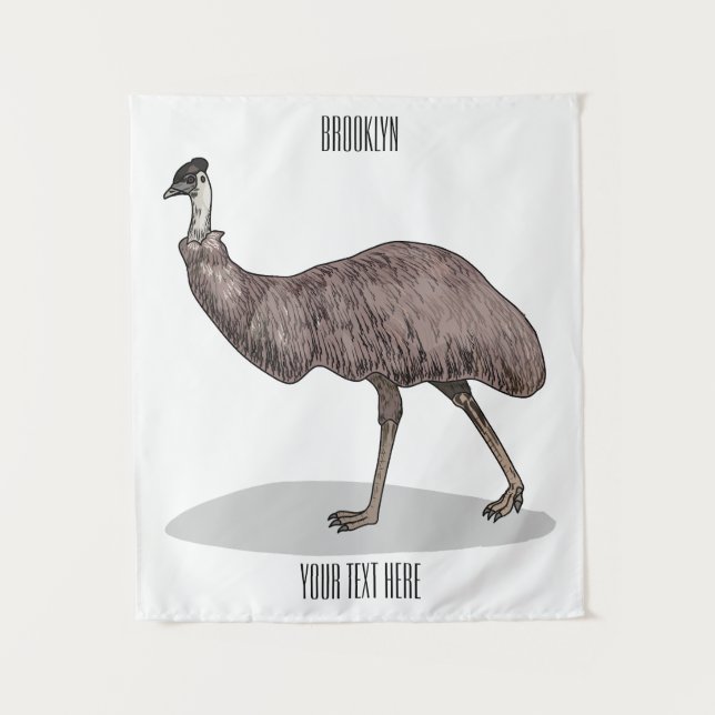 Emu Vogel Cartoon Wandteppich (Vorderseite)