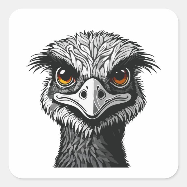 Emu-Vogelkopf Quadratischer Aufkleber (Vorderseite)