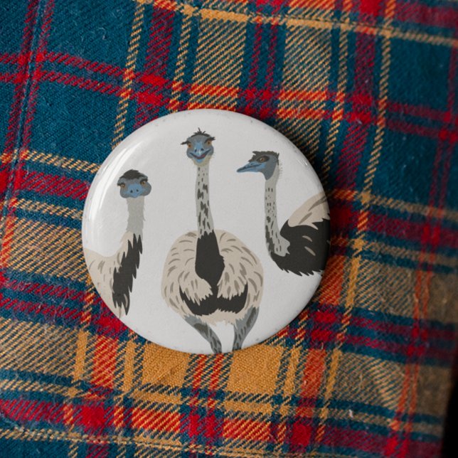 Emus Bird Lovers Illustriert Button (Von Creator hochgeladen)