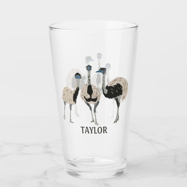Emus Bird Lovers Personalisiert Glas (Vorderseite)