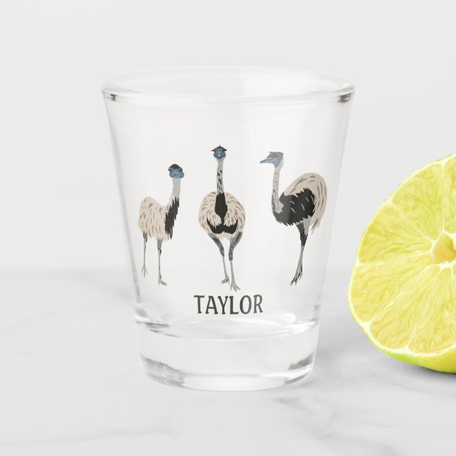 Emus Bird Lovers Personalisiert Schnapsglas (Vorderseite)