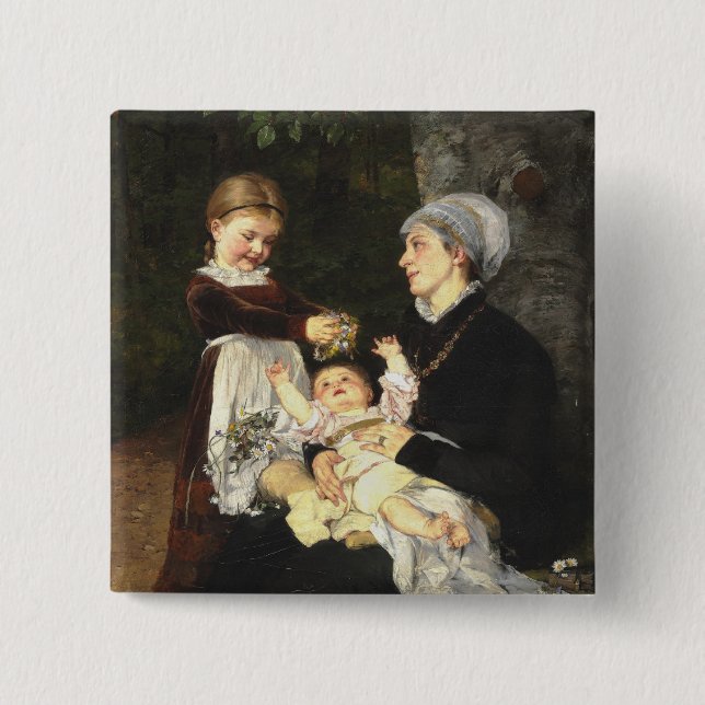 En Ammes Besøg - Bertha Wegmann Fine Art Button (Vorderseite)