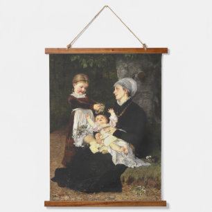 En Ammes Besøg - Bertha Wegmann Fine Art Wandteppich Mit Holzrahmen
