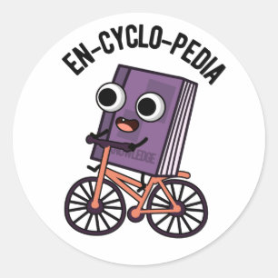 En-Cyclo-Pedia Funny Encyclopedia Pun Runder Aufkleber