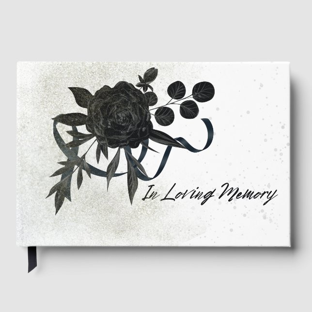 EN | In Loving Memory - Black Rose Gästebuch (Vorderseite)