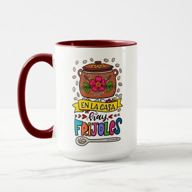 En La Casa Hay Frijoles, handgezeichnet Tasse (Links)
