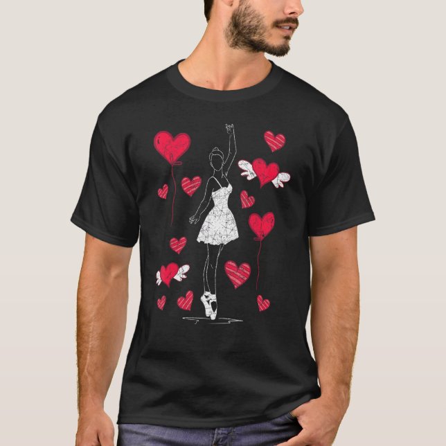 En Pointe Ballet Dancing Plie Chasse Jete Hearts B T-Shirt (Vorderseite)