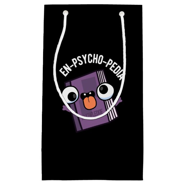 En-Psycho-pedia Funny Encyclopedia Pun Dark BG Kleine Geschenktüte (Vorderseite)