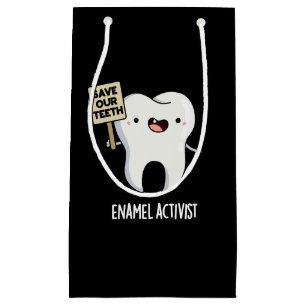Enamel Activist Funny Dental Tooth Puff Dark BG Kleine Geschenktüte