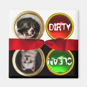 ENAMEL MINIATURE HUNDE PORTRATRAS DIRTY CLEAN MAGNET