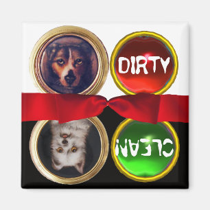 ENAMEL MINIATURE HUNDE PORTRATRAS DIRTY CLEAN MAGNET