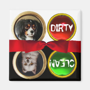 ENAMEL MINIATURE HUNDE PORTRATRAS DIRTY CLEAN MAGNET